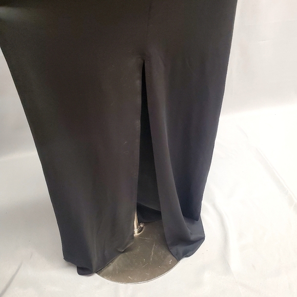 Black Evening Long Dress Rhinestones Spaguetti Straps Cut out Long Size Medium - Picture 10 of 14